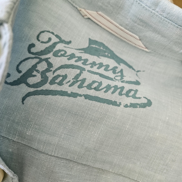 Tommy Bahama Mens Linen Shirt with long sleeves and collar XL Light Aqua - Picture 3 of 14